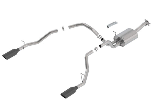 BORLA 140752BC BORLA 140752BC Cat-Back Perf. Exhaust Sys. for '19-'23 Ram 1500 V8 Incl. E-Torque Incl. Rebel & G/T Models (Exc. Classic) T-304 S-Type Dual Split Rear Exit Single 5" Round Black Chrome Tips Each Side.