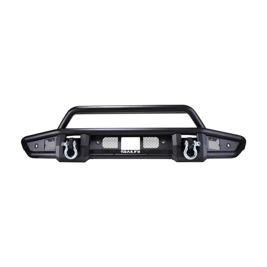 TRAILFX BR001T TrailFX BR001T Standard Front Bumper with Pre Runner Guard for Ford Bronco 2021-2025 Matte Black Powder Coated Steel Direct-Fit D-Rings LED Cube Light Mounts