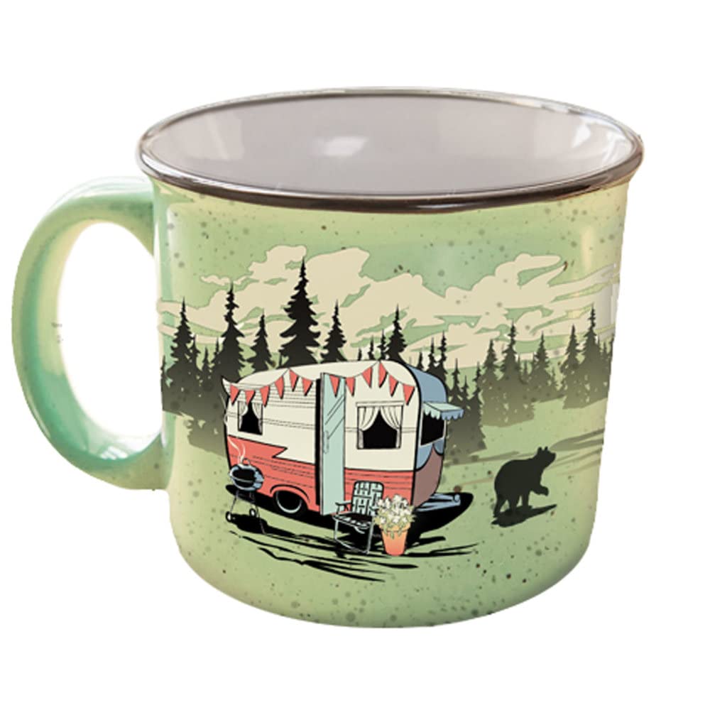 CAMP CASUAL CC-004G Ceramic Coffee Mug - 15 oz Retro Inspired Camping Mug - for Hot & Cold Drinks - Works as a Tea, Soup, & Coffee Mug - Stylish, Versatile, & Microwaveable Camping Coffee Mugs by Camp Casual