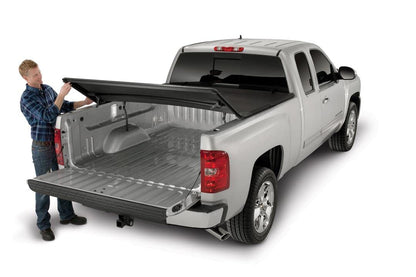 TRAILFX TFX1011 TrailFX Tonneau Cover Fits 2014 2018 Chevrolet Silverado 1500 TrailFX TFX1011 Soft Tri Fold Black Vinyl Aluminum Rails Non Lockable