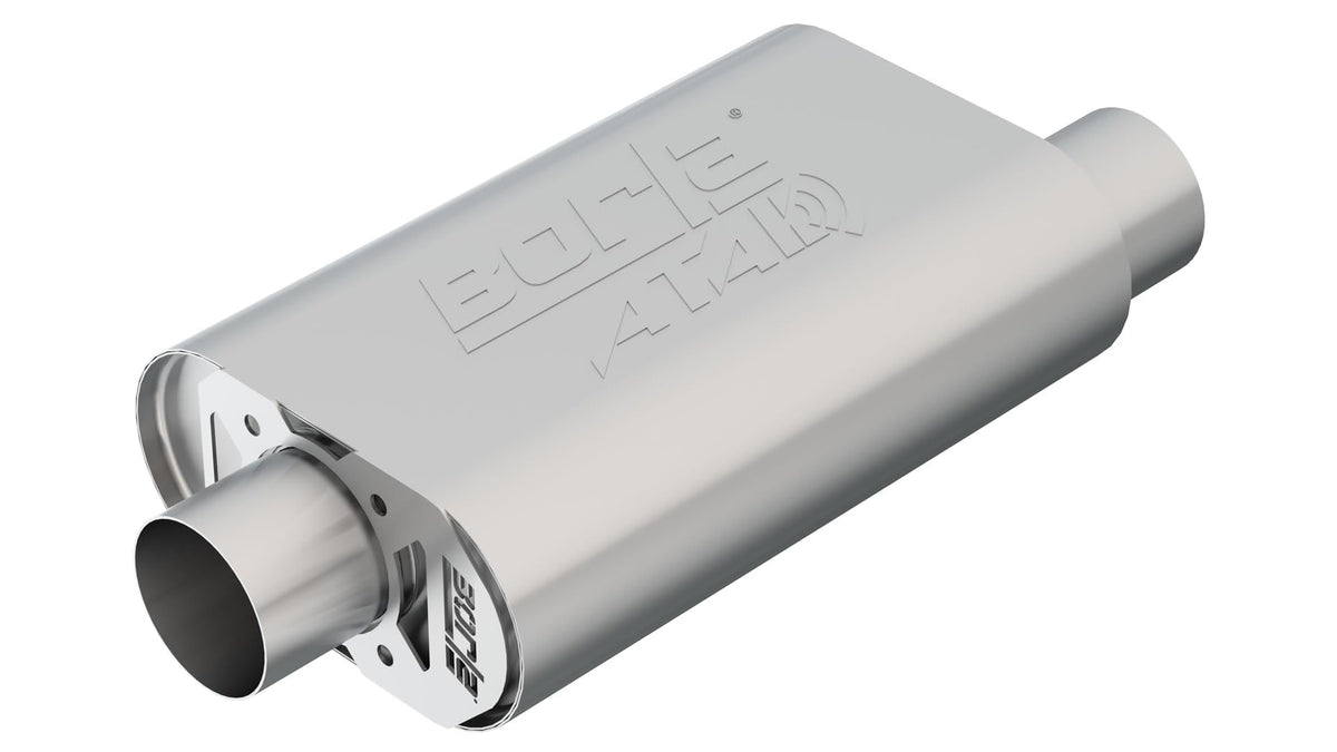 BORLA 400844 BORLA 400844 CrateMuffler for Chevrolet Small Block High Output 350/383/ 406 CID V8 3" Offset/Offset 14" x 4.35" x 9.10" Body ATAK.