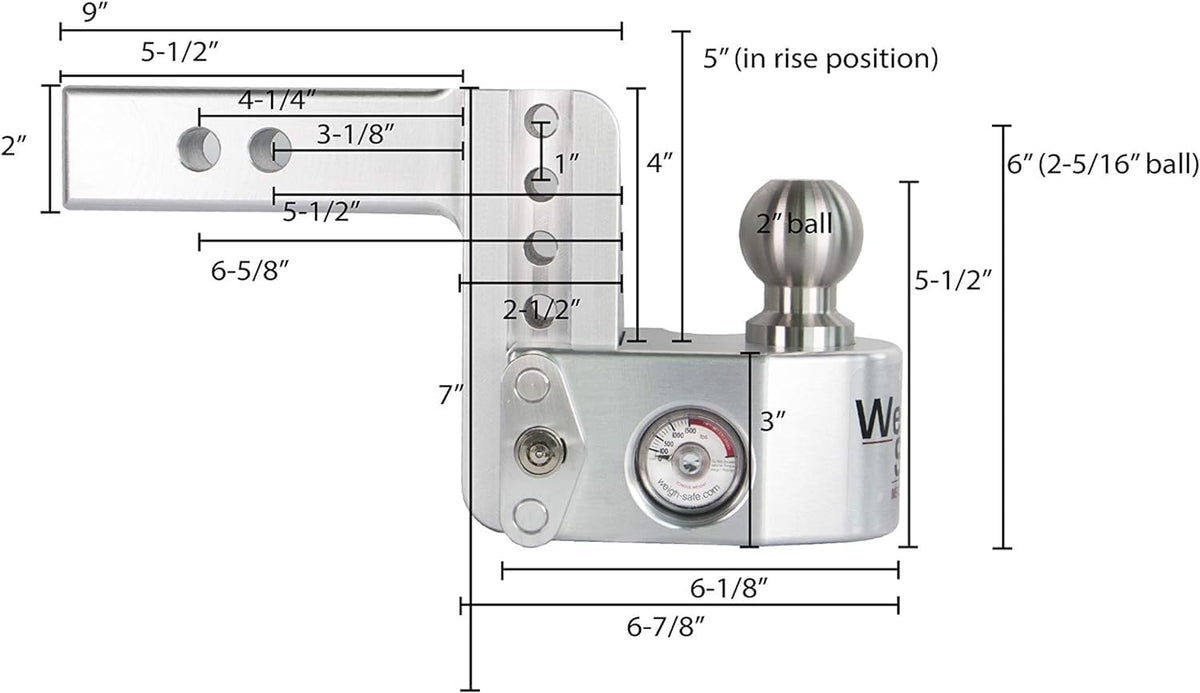 WEIGH SAFE WSB-L Weigh Safe Tow Ball - Stainless Steel Hitch Ball - Premium Towing Accessories - L, 1-7/8" Tow Ball, 7,500 GTW & 1,500 lb Tongue Weight