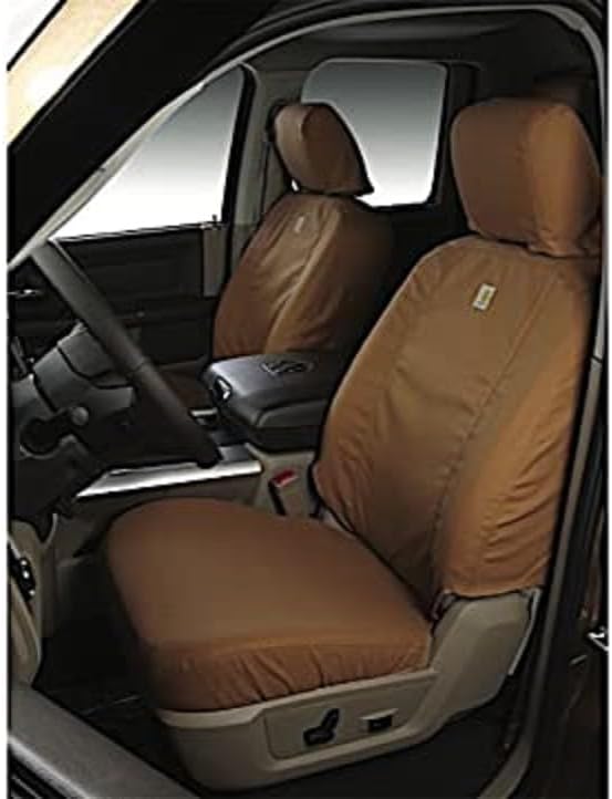 Covercraft Carhartt SeatSaver Custom Seat Covers — Fits 2019-2020 Ford F-150, 2019-2022 Ford F-250/F-350/F-450/F-550, 1st Row 40/20/40 Bench Seat, Duck Weave Brown