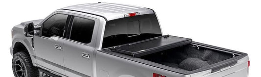 TRAILFX TFX8004 Hard Folding Tonneau Cover Fits Ford F-250 Super Duty 6.8 Foot Bed 2017-2026 Tri-Fold 3 Panel Design, Lockable with OEM Tailgate Lock Gloss Black Powder Coated Aluminum TrailFX TFX8004