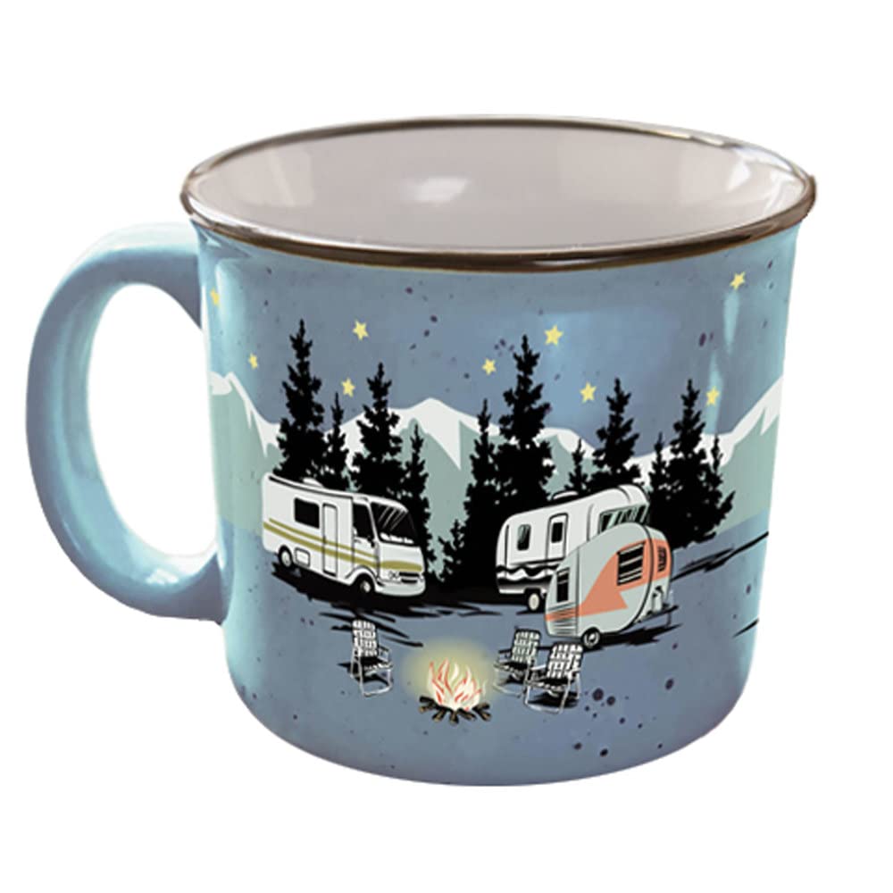 CAMP CASUAL CC-004B Ceramic Coffee Mug - 15 oz Retro Inspired Camping Mug - for Hot & Cold Drinks - Works as a Tea, Soup, & Coffee Mug - Stylish, Versatile, & Microwaveable Camping Coffee Mugs by Camp Casual
