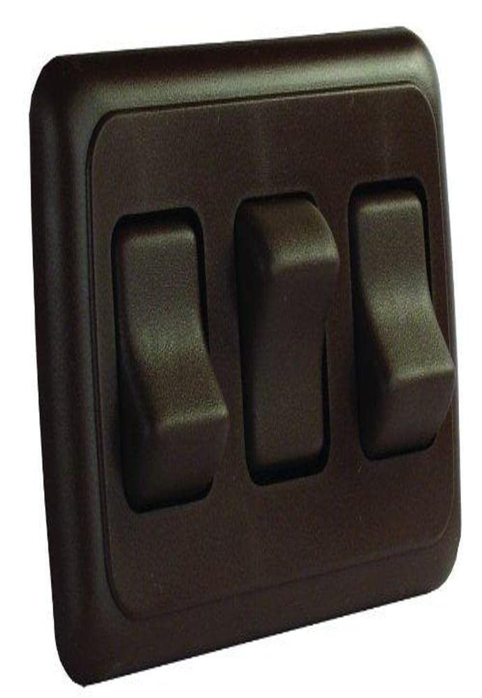 JR PRODUCTS 12155 JR Products - 305.1254 12155 Brown Triple SPST On-Off Switch with Bezel