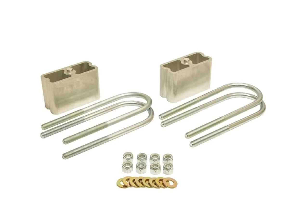 BELLTECH 6200 Belltech Leaf Spring Block Kit, 3 in Lowering, Hardware/U-Bolts, Aluminum, Natural, 2-1/2 or 3 in Wide Leaf Springs, Kit
