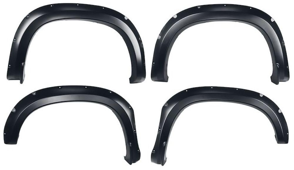 TRAILFX TFC3005S TrailFX TFC3005S Pocket Style Fender Flares for Chevrolet Silverado 1500 2019-2025 Black Smooth Paintable Polypropylene Set of 4 with Stainless and Black Steel Rivets