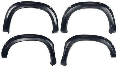 TRAILFX TFC3005S TrailFX TFC3005S Pocket Style Fender Flares for Chevrolet Silverado 1500 2019-2025 Black Smooth Paintable Polypropylene Set of 4 with Stainless and Black Steel Rivets