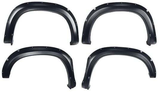 TRAILFX TFC3005S TrailFX TFC3005S Pocket Style Fender Flares for Chevrolet Silverado 1500 2019-2025 Black Smooth Paintable Polypropylene Set of 4 with Stainless and Black Steel Rivets