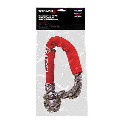 TRAILFX WA046 TrailFX Shackle Rope 7/16 Inch HMPE Synthetic Rope 7,500 Pound Working Load Limit 30,000 Pound Break Strength Red Single TrailFX WA046