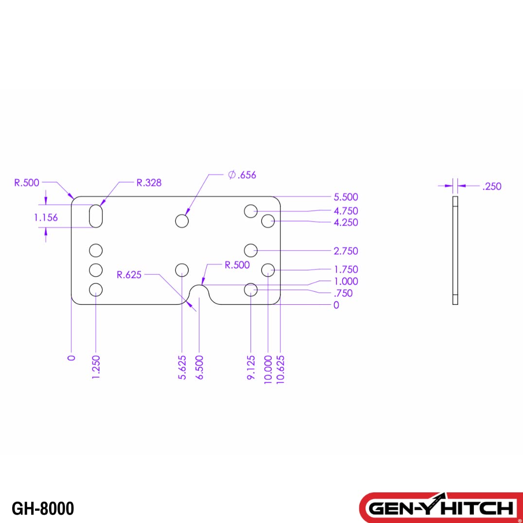 GEN-Y HITCH GH-8000 GEN-Y Hitch 1/4 Inch Filler Shims for Executive Coupler Hitch, 12.5 Inch Wide Wings, Set of 2