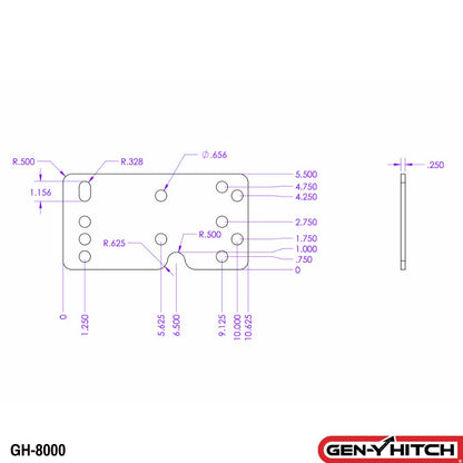 GEN-Y HITCH GH-8000 GEN-Y Hitch 1/4 Inch Filler Shims for Executive Coupler Hitch, 12.5 Inch Wide Wings, Set of 2