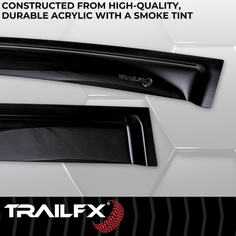 TRAILFX 4116H Rainguard Set of 4 Fits Chevrolet Trax 2024-2026 Low Profile Tape-On Smoke Acrylic Window Vents UV and Scratch Resistant