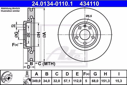 ATE 434110 Ate 434110 BRAKE ROTOR FRONT 350X34MM