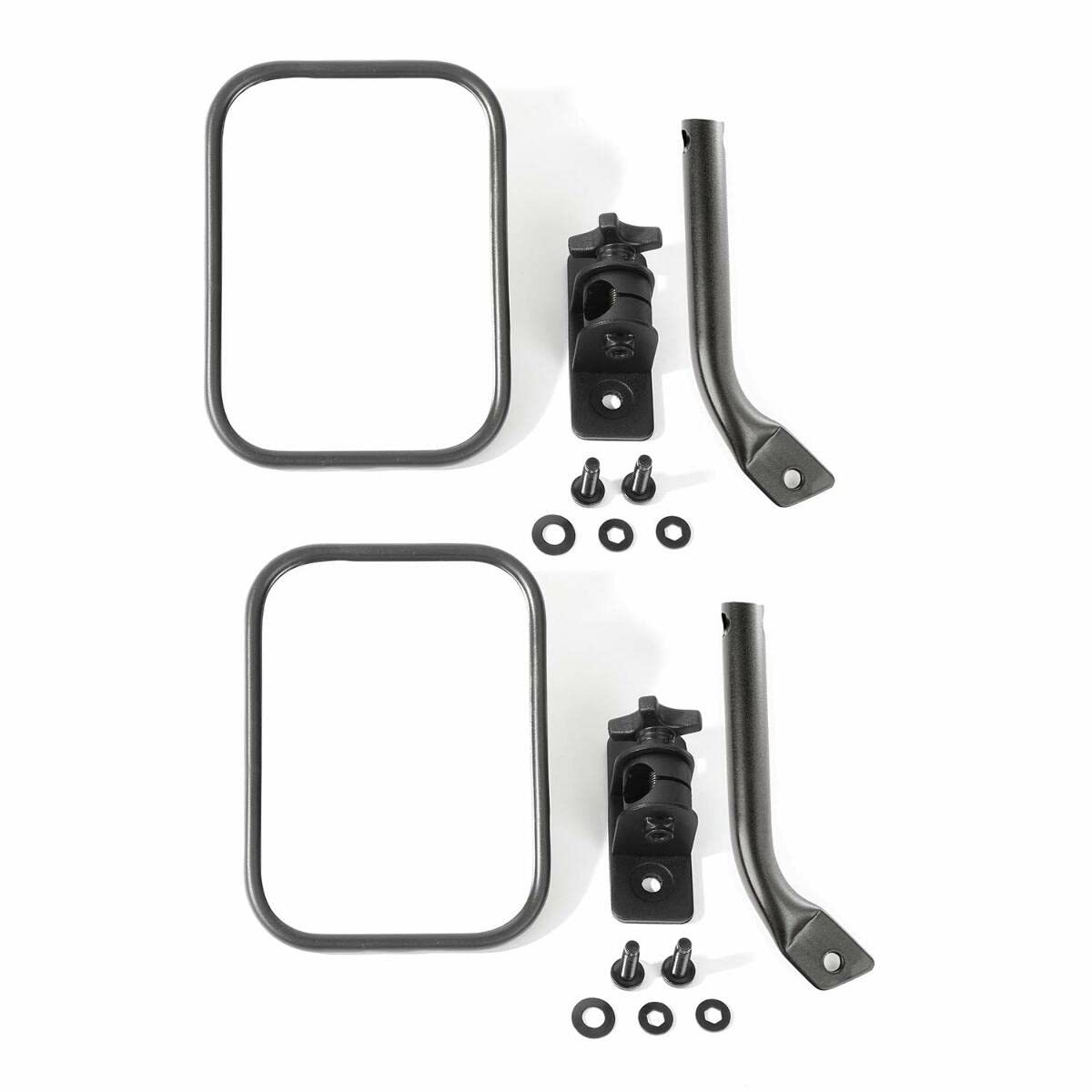 RUGGED RIDGE 11025.22 Rugged Ridge | Stubby Trail Mirror, Rectangular Pair, Textured Black | 11025.22 | Fits 1997-2018 Jeep Wrangler