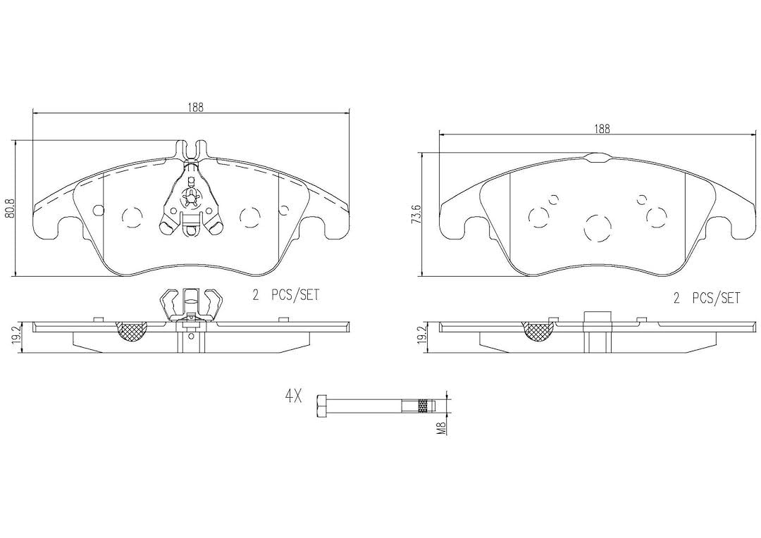 BREMBO P50069N Brembo P50069N Premium Ceramic Front Disc Brake Pad Set MERCEDES-BENZ/MERCEDES-BENZ (BBDC) OE# A0064202820