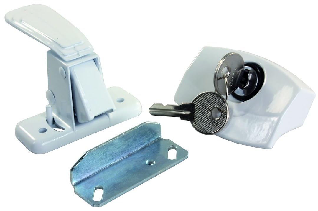 JR PRODUCTS 11685 JR Products 11685 White Locking Camper Door Latch
