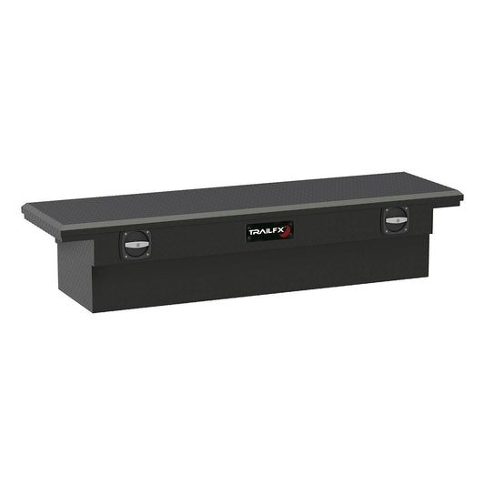 TRAILFX 120693C TrailFX 120693C Tool Box Fits 1987-2025 Ford F-150 Low Profile Crossover Tool Box Single Lid Diamond Tread Matte Black Aluminum 69 Inch Wide 8.4 Cubic Foot T-Handle
