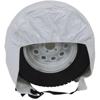 CAMCO 45322 Camco 45322 Vinyl RV Wheel & Tire Protector, 1 Pair (27 inches-29 inches, White)