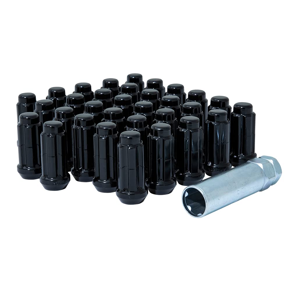 GORILLA K8TS-14150GR Small Diameter Spline Duplex Lug Nuts - 13/16" & 7/8" Dual Hex Key - 14mm x 1.50 Thread Size - Black Finish - Set of 32 (K8TS-14150BGR)