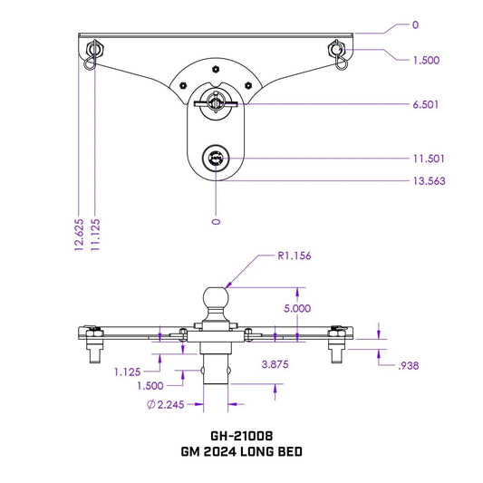 GEN-Y HITCH GH-21008 GEN-Y GH-21008 GoosePuck 5" Offset Gooseneck Ball for OEM Puck Mount System fits GM Long Bed 2020 to Current - 25,000 LB Towing Capacity