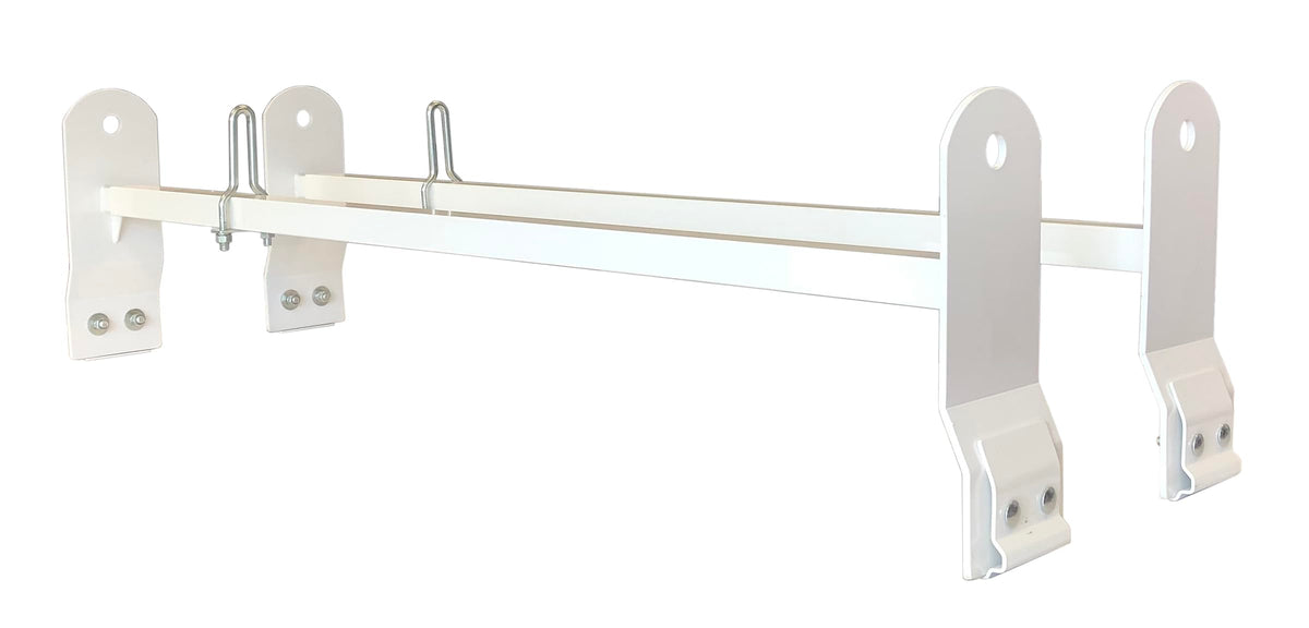 TRAILFX FCLR004W TrailFX Universal 2-Bar Van Ladder Rack White Powder Coated Steel Adjustable 53-63 Inch Length 600 lb Capacity Clamp-On Full Roof Gutter Mount TrailFX FCLR004W