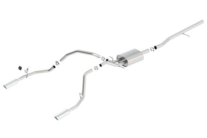 BORLA 140537 BORLA 140537 Cat-Back Perf. Exhaust Sys. for '14-'18 Chevrolet Silverado 1500/ GMC Sierra 1500/ '19 Silverado & Sierra 1500 LD ONLY V8 T-304 Stainless ATAK Dual Split Rear Exit 4" Rnd. Chrome Tips
