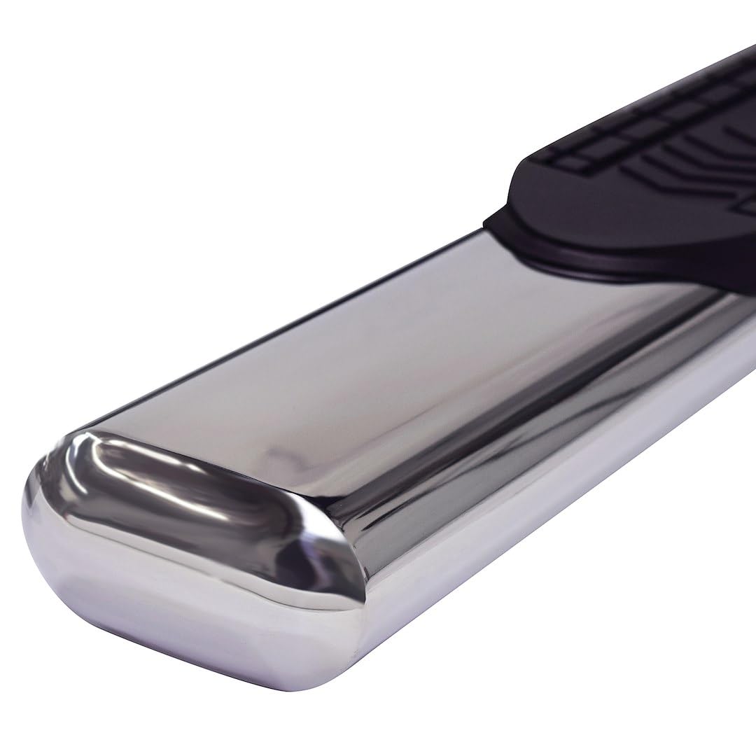 TRAILFX A8252S TrailFX Nerf Bars for Chevrolet Silverado 1500 Crew Cab 2020-2021 Polished Stainless Steel 6 Inch Oval Bent Side Steps with Step Pads Welded End Caps Rocker Panel Mount