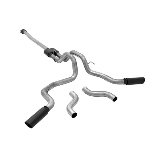 Flowmaster 817726 Flowmaster 817726 Outlaw Cat-Back Exhaust Kit 3 Inch Stainless Steel 4 Inch Black Ceramic Coat Stainless Tips Compatible with 2015-2020 Ford F-150 2.7L 3.5L 5.0L except Standard Cab Short Bed & Raptor