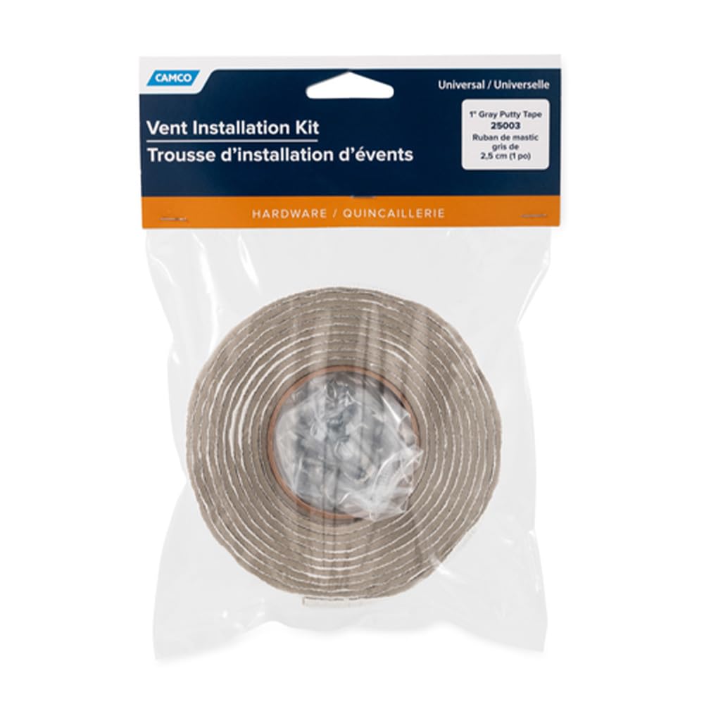 CAMCO 25003 Camco Universal Vent Installation Kit with Putty Tape- Use to Replace or Install Roof Vents, Side Mount Vents Plumbing Stacks and Refrigerator Vents (25003)