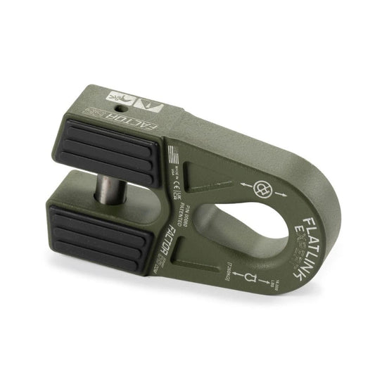 FACTOR 55 00080-14 Factor 55 00080-14 Flatlink E (Expert) Replaces Conventional Winch Hook with a Stronger Shackle/D-Ring Mount Maximum Load 16,000 lb Ultimate Failure Greater Than 40,000 lb – OD Green