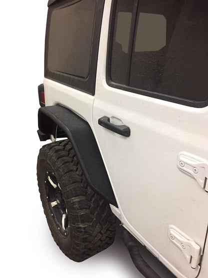 TRAILFX JL05RF Flat Style Fender Flares Fits Jeep Wrangler JL 2018–2025 Pair of 5.5 Inch Tire Coverage, Textured Powder Coated Black, With LED Turn Signal & Marker Light, Set of 2 Fender Flares TrailFX JL05RF