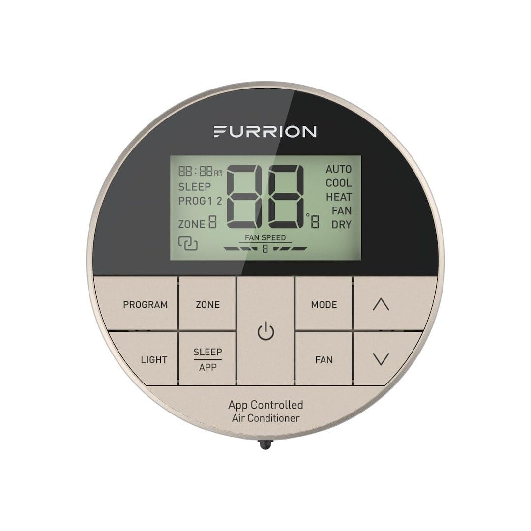 FURRION LLC FACW12APZA Furrion Enhanced Multi-Zone Wall Thermostat with App Control for Chill RV Air Conditioner Systems, Three Fan Speeds, Sleep Function, Auto Restart, LCD Digital Display, Backlight - 2022068580