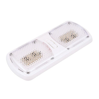 ARCON 20712N Arcon LED Double Ceiling Light 12V Soft White SMD Clear Lens 11.56 x 4.95 Inch Euro-Style Dome Lighting with On Off On Switch RV Camper Trailer Interior Light 20712N