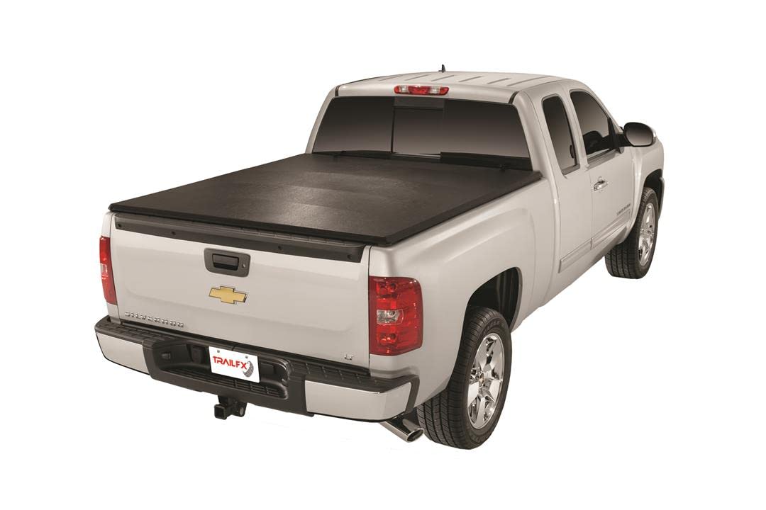 TRAILFX TFX5002 TrailFX Tonneau Cover Fits 2005 2015 Toyota Tacoma TrailFX TFX5002 Soft Tri Fold Black Vinyl Aluminum Rails Lockable Tailgate Handle with Rail Clamp