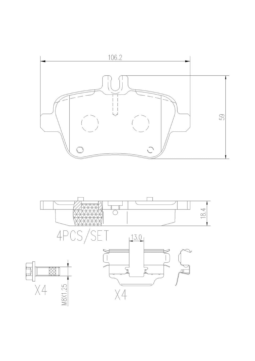BREMBO P50091N Brembo P50091N Premium Ceramic Rear Disc Brake Pad Set MERCEDES-BENZ OE# A0074209420