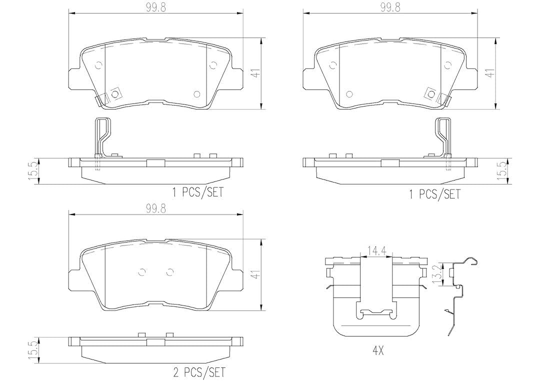 BREMBO P30047N Brembo P30047N Premium Ceramic Rear Disc Brake Pad Set EMGRAND/HYUNDAI/HYUNDAI (BEIJING)/KIA/KIA (DYK)/SSANGYONG OE# 583022HA50