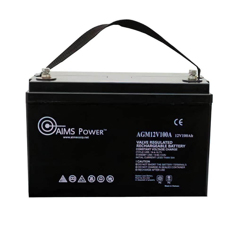 AIMS Power AGM12V100A AGM 12V 100Ah Deep Cycle Battery Heavy Duty