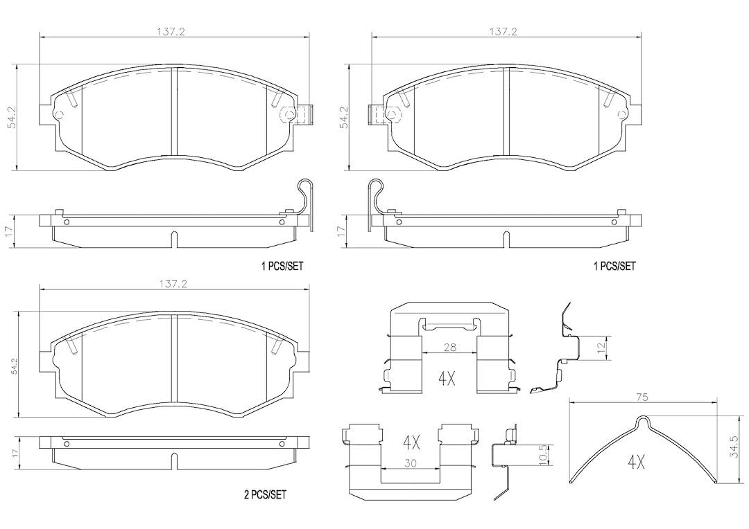 BREMBO P30022N Brembo P30022N Premium Ceramic Front Disc Brake Pad Set HAFEI/HYUNDAI/HYUNDAI (BEIJING)/KIA/MITSUBISHI/SSANGYONG OE# 5810129A40