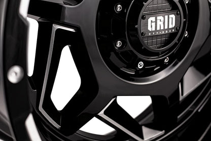 Grid Wheels GD14-20090550M1510 Grid Off-Road GD14 Custom Wheel - 20x9, 15 Offset, 5x150 Bolt Pattern, 110.3mm Hub - Gloss Black with Milled Accents Rim