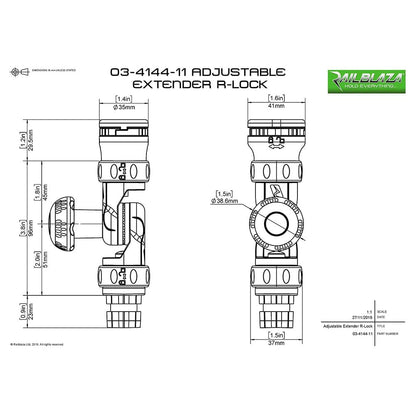 RAILBLAZA 03-4144-11 Railblaza 03-4144-11 ADJUSTABLE EXTENDER R-LOCK