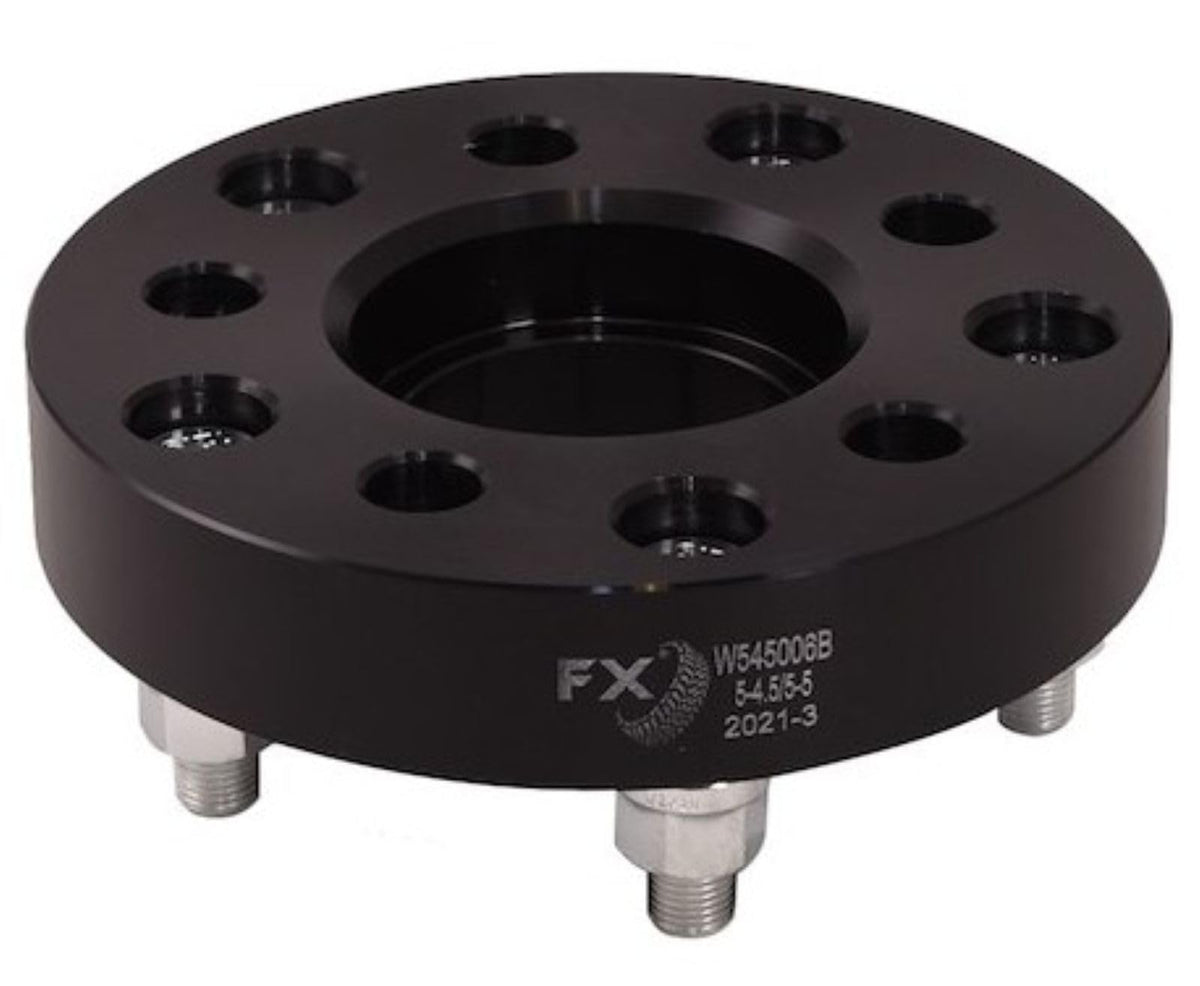TRAILFX W545006HC Trailfx Wheel Adapter W545006HC, 5 x 4.50 Inch Axle Bolt Circle, 5 x 5.00 Inch Wheel Bolt Circle, 1/2 x 20 Thread Size Studs, 1-1/4 Inch Thickness, Black, Aluminum, 10 Set of Bolts/Nuts, Hub Centric