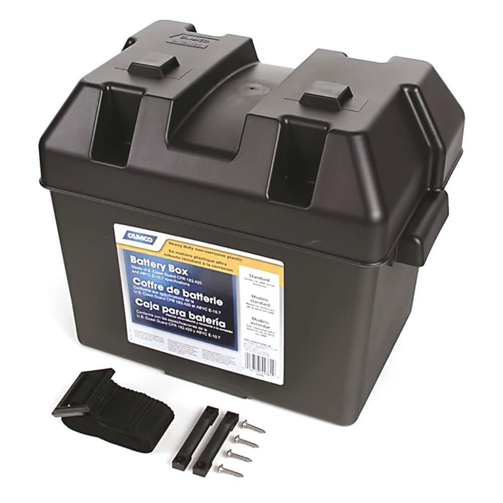CAMCO 55362 Camco Heavy Duty Battery Box with Straps and Hardware - Group 24 |Safely Stores RV, Automotive, and Marine Batteries |Durable Anti-Corrosion Material | Measures 7-1/4" x 10-3/4" x 8" | (55362)