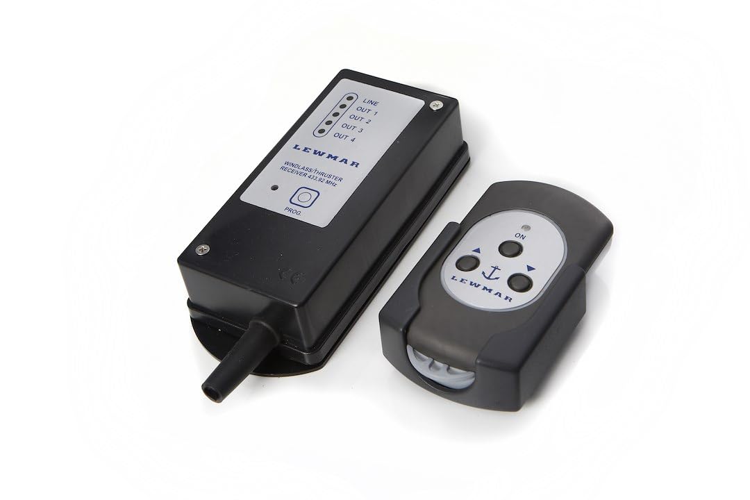 LEWMAR 68000967 Lewmar 3-Button Windlass Wireless Remote Kit – High-strength, glass-reinforced construction and high-density rubber gasket; includdes 3 meter connecting cable, watertight deck fitting, support bracket