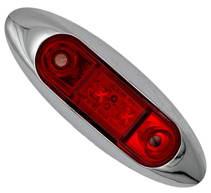 RV DESIGNER L933 RV Designer L933 - Red Oblong w/Chrome Bezel LED Marker/Clearance Light