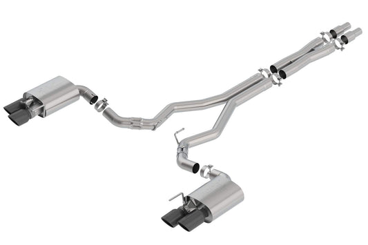 BORLA 140743BC BORLA 140743BC Cat-Back Performance Exhaust System for 2018-2023 Ford Mustang GT (Inc. Bullitt) V8 T-304 Stainless Steel ATAK Sound Dual Split Rear Exit Dual 4" Round Black Chrome Tips On Each Side