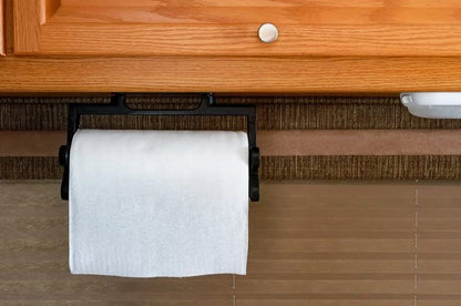 CAMCO 57113 Camco Pop-A-Towel- Mountable or Portable Paper Towel Holder Dispenser, Keep Paper Towels Clean, Conserve Space in Your RV Kitchen (Black) (57113)