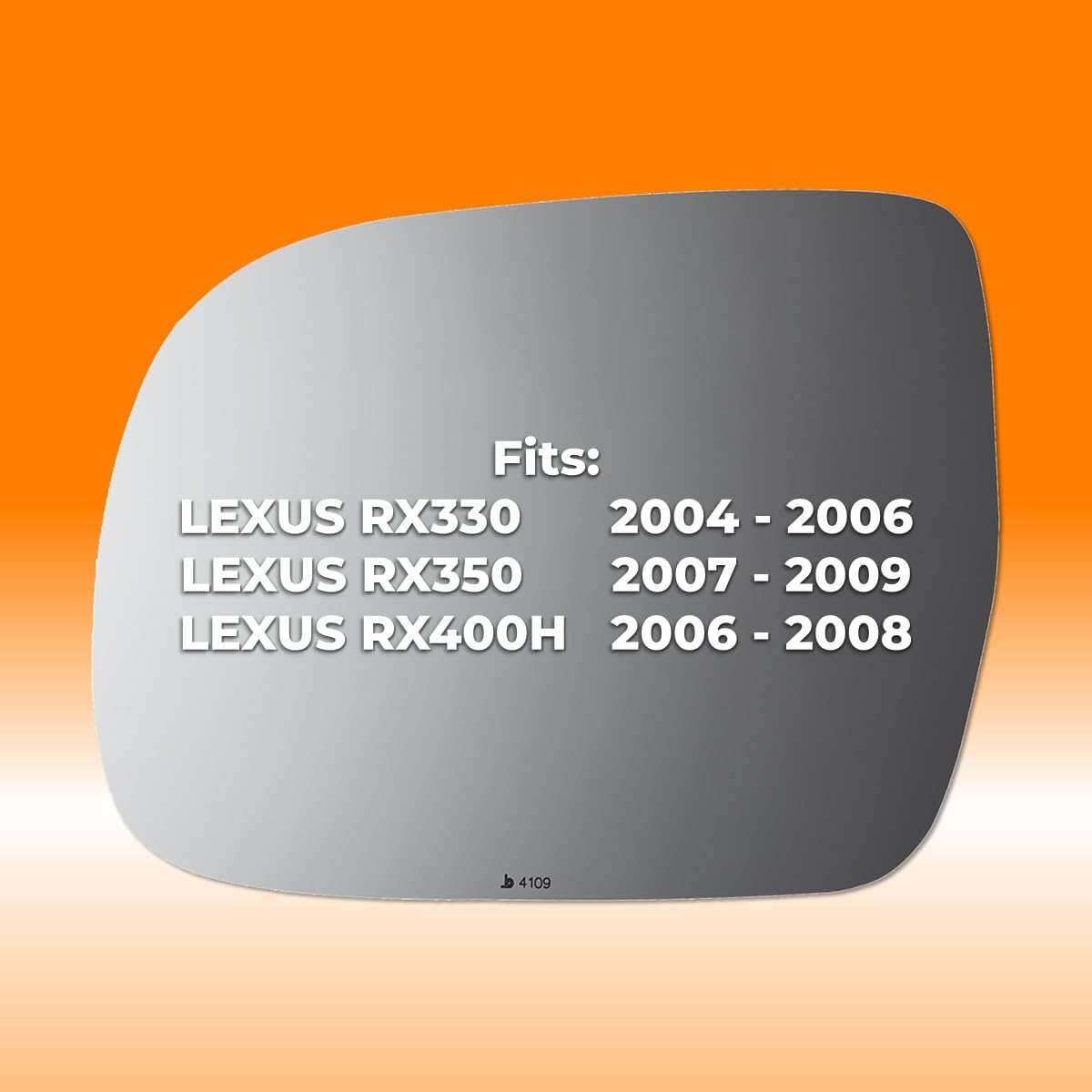 Burco 4109 Flat Driver Side Non-Auto-Dimming Power Mirror Glass, OEM# 8790648050, Fits Lexus RX330 2004-2006, RX350 2007-2009 and RX400H 2006-2008, EC Fit Over for Auto-Dimming Mirrors, Smooth Edges