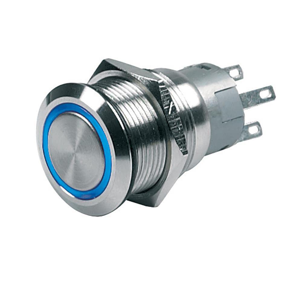 BEP 80-511-0003-00 BEP Push-Button Switch 12V Latching On/Off - Blue LED